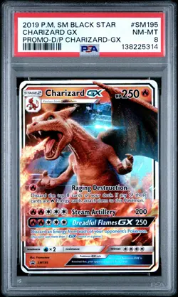 2019 POKEMON SM BLACK STAR PROMO #SM195 CHARIZARD GX PSA 8 - Image 1