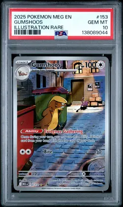 2025 POKEMON MEG EN-MEGA EVOLUTION ILLUSTRATION RARE #153 GUMSHOOS PSA 10 - Image 1