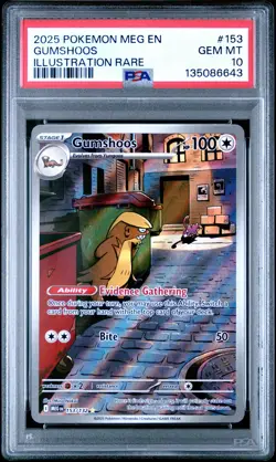 2025 POKEMON MEG EN-MEGA EVOLUTION ILLUSTRATION RARE #153 GUMSHOOS PSA 10 - Image 1