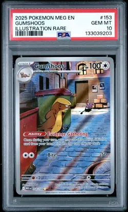 2025 POKEMON MEG EN-MEGA EVOLUTION ILLUSTRATION RARE #153 GUMSHOOS PSA 10 - Image 1