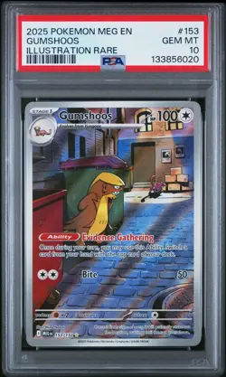2025 POKEMON MEG EN-MEGA EVOLUTION ILLUSTRATION RARE #153 GUMSHOOS PSA 10 - Image 1