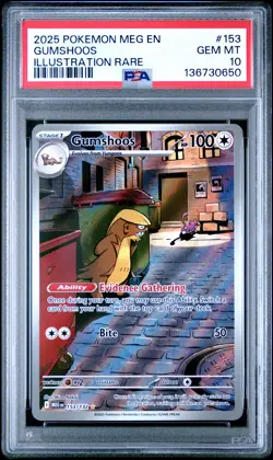2025 POKEMON MEG EN-MEGA EVOLUTION ILLUSTRATION RARE #153 GUMSHOOS PSA 10 - Image 1