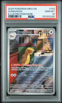 2025 POKEMON MEG EN-MEGA EVOLUTION ILLUSTRATION RARE #153 GUMSHOOS PSA 10 - Image 1