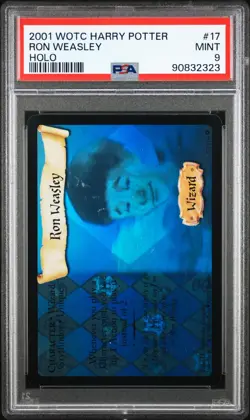 2001 Harry Potter WOTC Base Set Ghost Rare Foil Ron Weasley 17/116 PSA 9 - Image 1