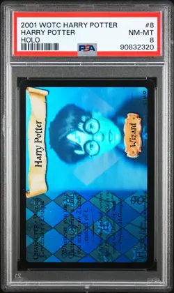 2001 Harry Potter WOTC Base Set Ghost Rare Foil Harry Potter 8/116 PSA 8 - Image 1