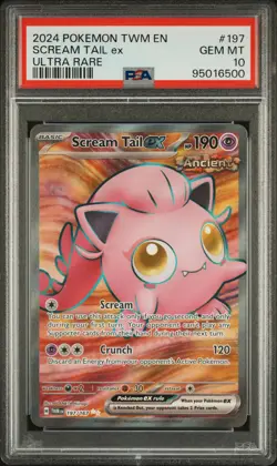 2024 POKEMON TWILIGHT MASQUERADE TWM EN #197 SCREAM TAIL ex - PSA 10 LOW POP - Image 1