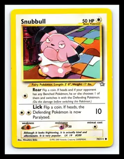 💥 Snubbull # 74/111 Neo Genesis Pokemon TCG Vintage Card 2000 - Image 1