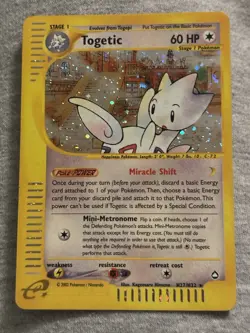 Togetic Holo-Pokemon Aquapolis E-Series Holo Rare Card H27/H32 - Image 1