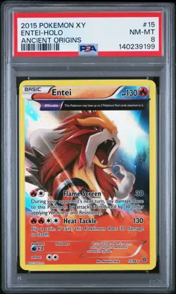 2015 POKEMON XY ANCIENT ORIGINS #15 ENTEI-HOLO PSA 8 - Image 1
