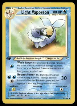 Pokemon Cards Light Vaporeon 52/105 1ST EDITION Neo Destiny WOTC Uncommon NM - Image 1