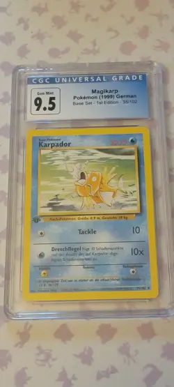 1999 Pokemon German 1st Edition Base Set Karpador Magikarp #35 CGC 9.5 (CGC 10) - Image 1