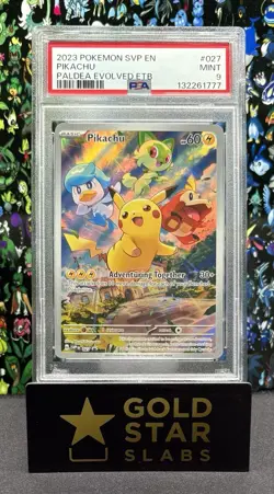 Pokemon Pikachu 2023 Paldea Evolved Black Star Promo #27 PSA 9 - Image 1