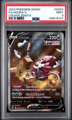 2023 POKEMON SWORD & SHIELD CROWN ZENITH #GG53 FULL ART/HOOPA V PSA 9 - Image 1