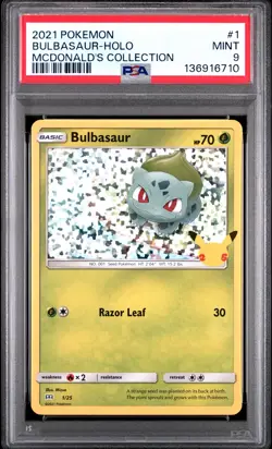2021 POKEMON MCDONALD'S COLLECTION #1 BULBASAUR-HOLO PSA 9 - Image 1