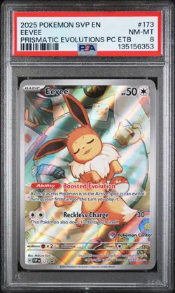 2025 POKEMON SVP EN-SV BLACK STAR PROMO #173 EEVEE PSA 8 - Image 1