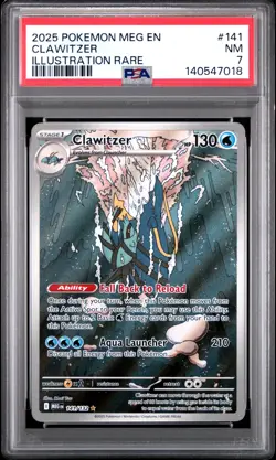 2025 POKEMON MEG EN-MEGA EVOLUTION ILLUSTRATION RARE #141 CLAWITZER PSA 7 - Image 1