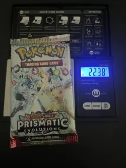 22.38g VERY HEAVY Prismatic Evolutions Pokemon Sealed Booster Pack New - Image 1