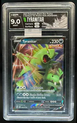 2019-2023 Pokemon SWSH Black Star Promos Tyranitar V #SWSH109 HGA 9 - Image 1