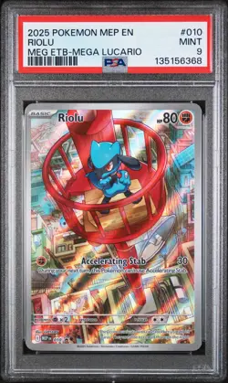 2025 POKEMON MEP EN-ME BLACK STAR PROMO #010 RIOLU PSA 9 - Image 1