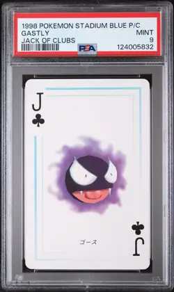 1998 POKEMON STADIUM BLUE VERSION PLAYING CARDS JACK OF CLUBS GASTLY PSA 9 - Image 1