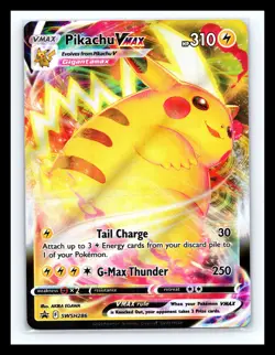 💥 Pokemon Pikachu VMAX Sword & Shield Black Star Promo SWSH286 Full Art HOLO - Image 1