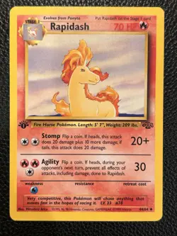Pokemon TCG Rapidash Jungle 1st Edition Uncommon Card 44/64 - Image 1