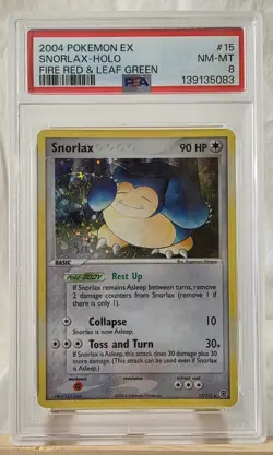 2004 Pokemon EX Fire Red & Leaf Green Snorlax-Holo #15 PSA NM-MT 8 - Image 1