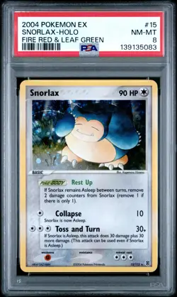 2004 Pokemon EX Fire Red & Leaf Green Snorlax-Holo #15 PSA NM-MT 8 - Image 3