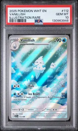 2025 Pokemon White Flare Vanillish Illustration Rare #112 PSA 10 - Image 1
