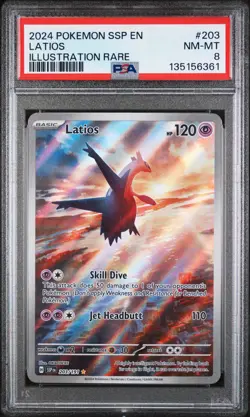 2024 POKEMON SSP EN-SURGING SPARKS ILLUSTRATION RARE #203 LATIOS PSA 8 - Image 1