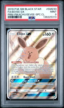 2019 POKEMON SM BLACK STAR PROMO #SM233 FULL ART/EEVEE GX PSA 9 - Image 1