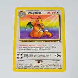 1999 Pokemon Fossil Dragonite 19/62 Rare Non-Holo WotC TCG Vintage Card - Image 1