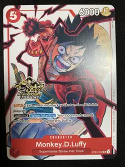 Monkey D. Luffy Ace Sabo RARE 3RD ANNIVERSARY COMPLETE SET ALT ART ONE PIECE NM - Image 2