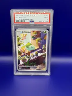 Pokemon TCG Bulbasaur Stellar Crown Illustration Holo Card 143/142 PSA 9 Graded - Image 1