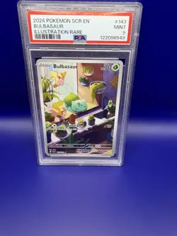 Pokemon TCG Bulbasaur Stellar Crown Illustration Holo Card 143/142 PSA 9 Graded - Image 4