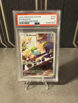 Pokemon TCG Bulbasaur Holo Card Illustration Stellar Crown Rare 143/142 Psa 9 - Image 1