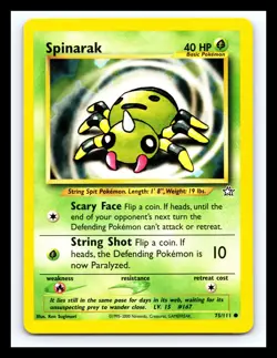 💥 Spinarak # 75/111 Rare Neo Genesis 2000 WOTC Pokemon Vintage Card Non Holo - Image 1