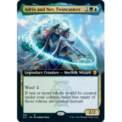 ADRIX AND NEV, TWINCASTERS (EXTENDED ART) Commander 2021 Magic MTG MINT CARD - Image 1