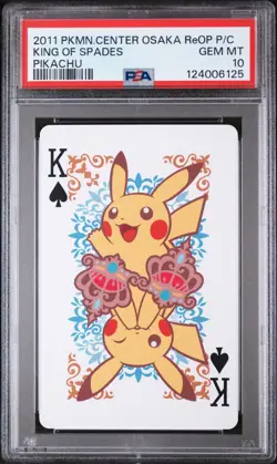 2011 POKEMON CENTER OSAKA REOPENING PLAYING CARDS PIKACHU KING OF SPADES PSA 10 - Image 1