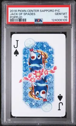 2016 POKEMON CENTER SAPPORO PLAYING CARDS POPPLIO JACK OF SPADES PSA 10 - Image 1