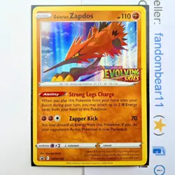 Galarian Zapdos STAMPED Holo Prerelease card PROMO SWSH124 Evolving Skies Pokemo - Image 1