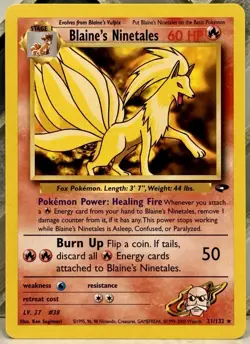 Blaine's Ninetales 21/132 LP+/NM. Vintage Pokemon TCG 2000 Gym Challenge - Image 1