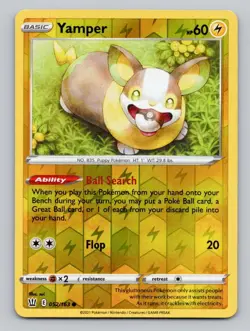 Reverse Holo Yamper 052/163 Common SWSH05: Battle Styles Pokemon - Image 1