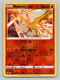 Reverse Holo Moltres 021/172 Holo Rare SWSH09: Brilliant Stars Pokemon - Image 1