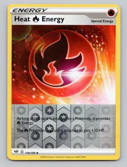 Reverse Holo Heat R Energy 174/189 Uncommon SWSH03: Darkness Ablaze Pokemon - Image 1
