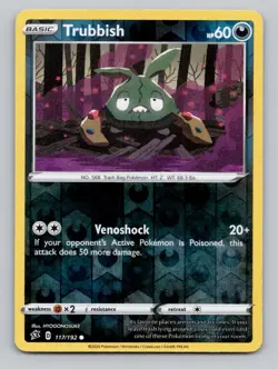 Reverse Holo Trubbish 117/192 Common SWSH02: Rebel Clash Pokemon - Image 1
