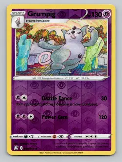 Reverse Holo Grumpig 056/163 Uncommon SWSH05: Battle Styles Pokemon - Image 1