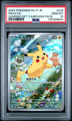 2024 POKEMON JAPANESE SV-P PROMO SUMMER OF POKECA IS HERE! #218 PIKACHU PSA 10 - Image 1