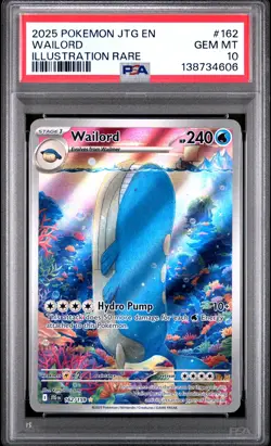 2025 POKEMON JTG EN-JOURNEY TOGETHER ILLUSTRATION RARE #162 WAILORD PSA 10 - Image 1
