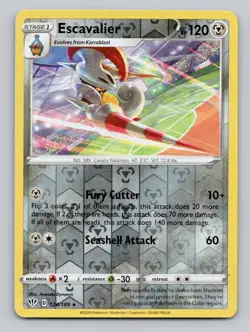 Reverse Holo Escavalier 124/189 Rare SWSH03: Darkness Ablaze Pokemon - Image 1